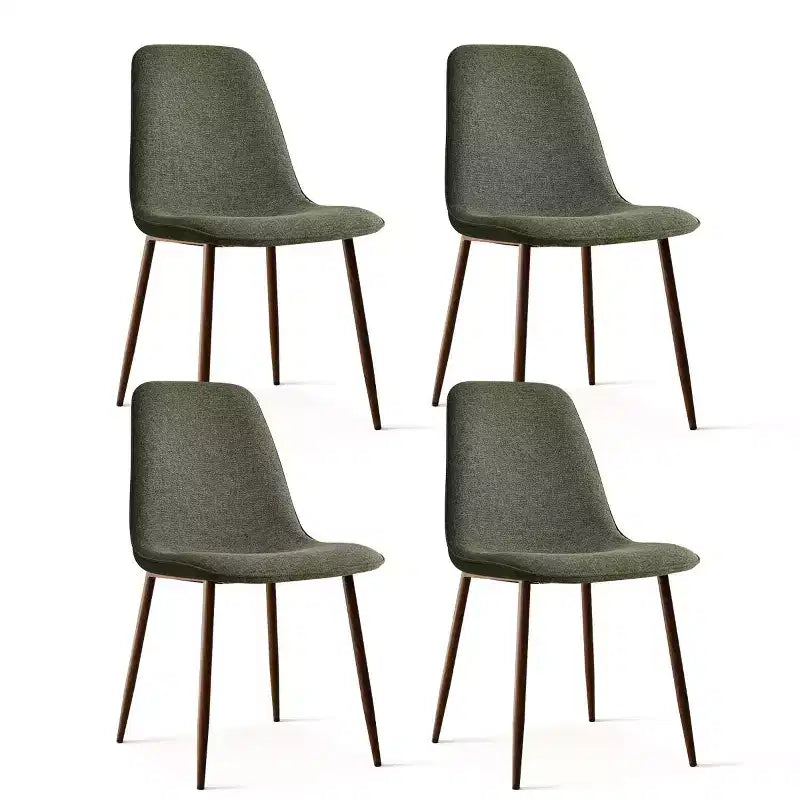 Ensemble repas 5 pièces pour 4, table à manger ronde avec pieds métalliques croisés et chaises rembourrées aspect chêne pour cuisine et salle à manger - Panipeachy
