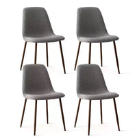 Ensemble repas 5 pièces pour 4, table à manger ronde avec pieds métalliques croisés et chaises rembourrées aspect chêne pour cuisine et salle à manger - Panipeachy
