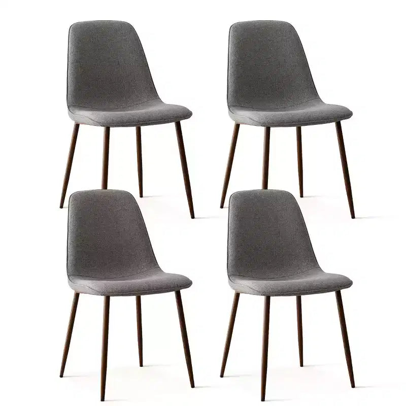 Ensemble repas 5 pièces pour 4, table à manger ronde avec pieds métalliques croisés et chaises rembourrées aspect chêne pour cuisine et salle à manger - Panipeachy