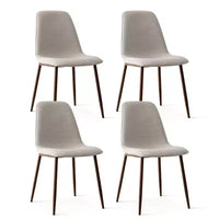 Ensemble repas 5 pièces pour 4, table à manger ronde avec pieds métalliques croisés et chaises rembourrées aspect chêne pour cuisine et salle à manger - Panipeachy