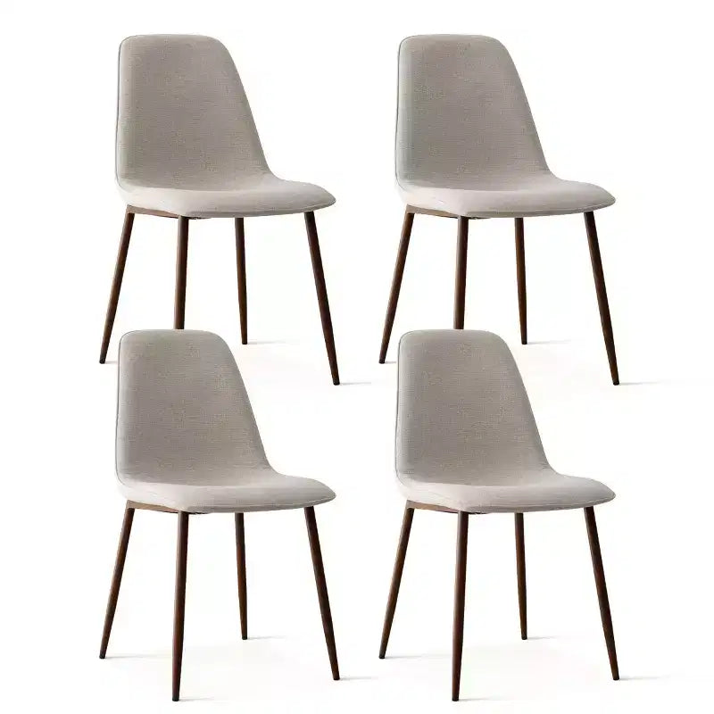 Ensemble repas 5 pièces pour 4, table à manger ronde avec pieds métalliques croisés et chaises rembourrées aspect chêne pour cuisine et salle à manger - Panipeachy