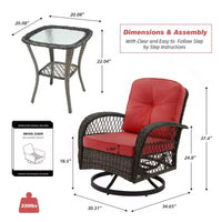 Ensembles de conversation de terrasse 2 personnes EROMMY avec coussins
