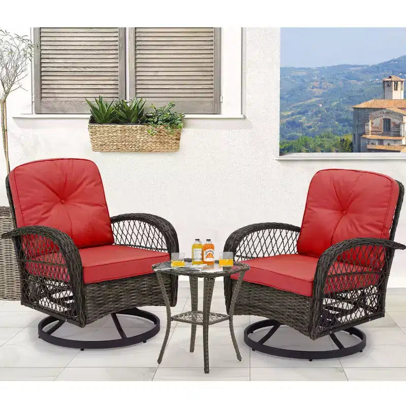 Ensembles de conversation de terrasse 2 personnes EROMMY avec coussins