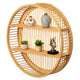 Étagère murale ronde en bambou Vintiquewise avec 2 niveaux en bois, décoration murale suspendue naturelle et présentoir flottant pour maison, salon, bureau