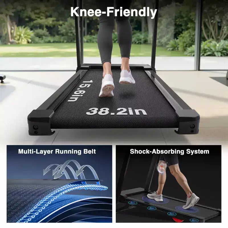 Tapis de course pliable Redliro avec inclinaison automatique, tapis de marche 2,5 CV pour la maison, tapis de course inclinable à 15 % avec poignées, capacité de 136 kg