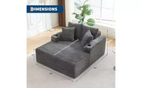 Fauteuil de salon surdimensionné 64 - Canapé-lit sans armature en velours côtelé avec coussins et porte-gobelets, canapé-lit confortable à assise profonde