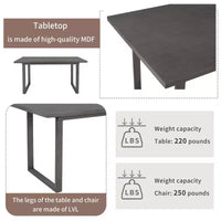 Ensemble de salle à manger 6 pièces de style ferme avec banc, table rectangulaire en bois et 4 chaises rembourrées pour cuisine, gris