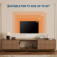 Meuble TV cannelé 70 po en noyer pour téléviseurs jusqu'à 75 po - Console multimédia moderne du milieu du siècle avec rangement caché, étagères réglables et gestion des câbles