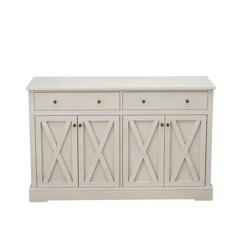 Meuble de rangement vintage MAYEERTY avec deux tiroirs et quatre portes pour salon, cuisine, chambre, blanc