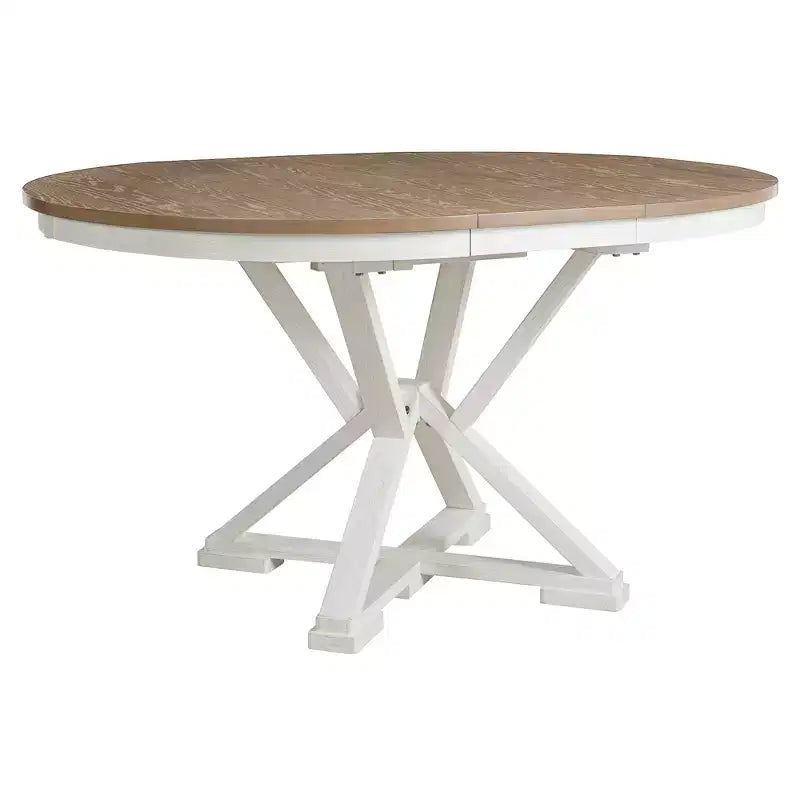 Ensemble de salle à manger rond extensible style ferme pour 4, ensemble table de cuisine avec 4 chaises rembourrées pour salle à manger