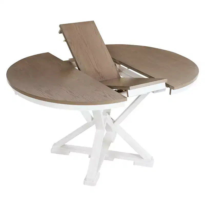 Ensemble de salle à manger rond extensible style ferme pour 4, ensemble table de cuisine avec 4 chaises rembourrées pour salle à manger