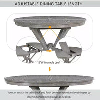 Ensemble de salle à manger rond extensible style ferme pour 4, ensemble table de cuisine avec 4 chaises rembourrées pour salle à manger