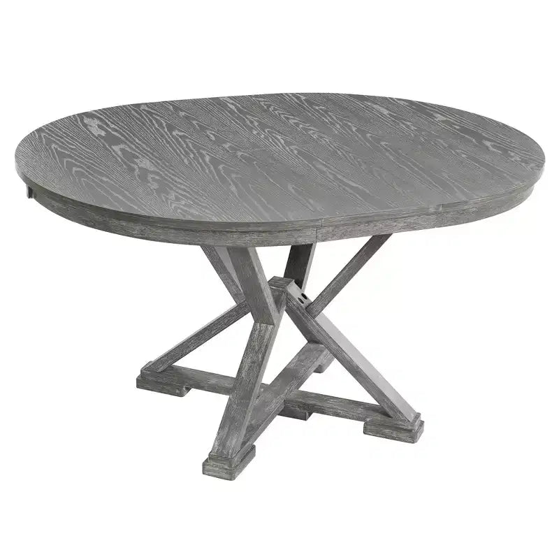 Ensemble de salle à manger rond extensible style ferme pour 4, ensemble table de cuisine avec 4 chaises rembourrées pour salle à manger