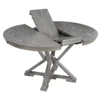 Ensemble de salle à manger rond extensible style ferme pour 4, ensemble table de cuisine avec 4 chaises rembourrées pour salle à manger