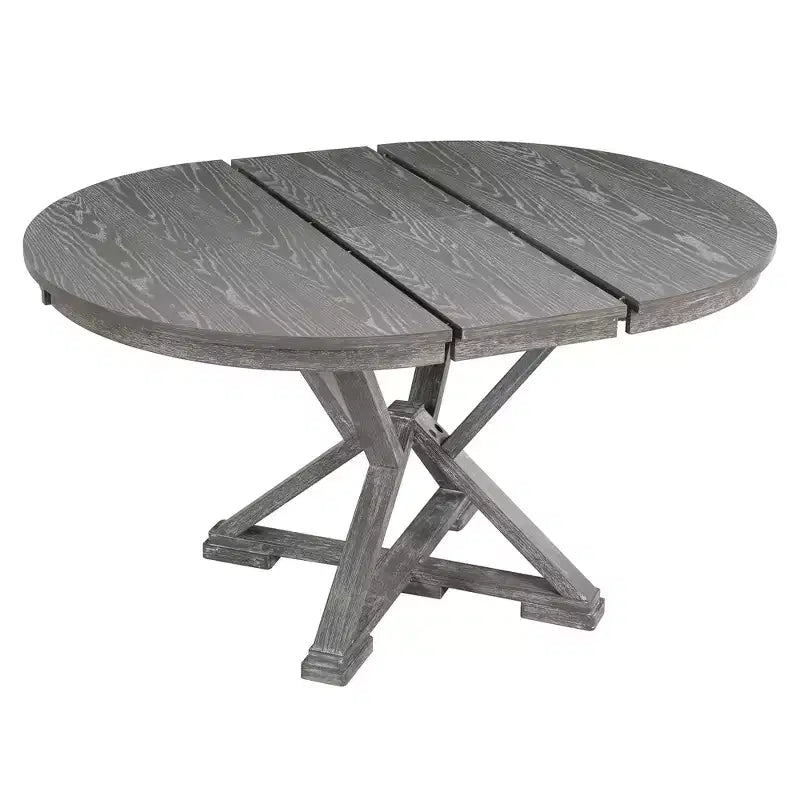 Ensemble de salle à manger rond extensible style ferme pour 4, ensemble table de cuisine avec 4 chaises rembourrées pour salle à manger