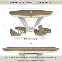 Ensemble de salle à manger rond extensible style ferme pour 4, ensemble table de cuisine avec 4 chaises rembourrées pour salle à manger