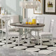 Farmhouse Extendable Round Dining Set for 4, Kitchen Dining Table Set with 4 Upholstered Dining Chairs for Dining Room