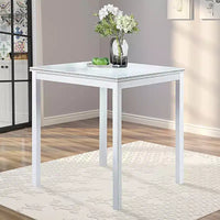 MAYEERTY Table de salle à manger carrée en bois, hauteur comptoir, table de cuisine blanche pour 4 personnes, pour petits espaces