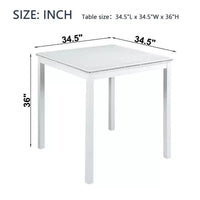 MAYEERTY Table de salle à manger carrée en bois, hauteur comptoir, table de cuisine blanche pour 4 personnes, pour petits espaces