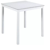 MAYEERTY Table de salle à manger carrée en bois, hauteur comptoir, table de cuisine blanche pour 4 personnes, pour petits espaces