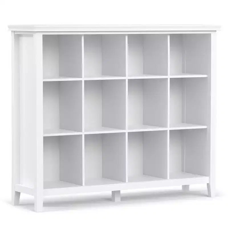 Rangement 12 cubes transitionnel Stratford en bois massif 48 pouces x 57 pouces en blanc