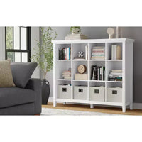 Rangement 12 cubes transitionnel Stratford en bois massif 48 pouces x 57 pouces en blanc