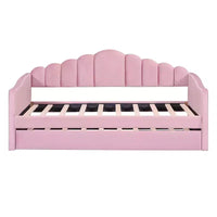 Canapé-lit rembourré double avec lit gigogne et station de recharge USB, lit de repos en velours pour chambre à coucher, rose