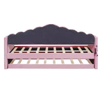 Canapé-lit rembourré double avec lit gigogne et station de recharge USB, lit de repos en velours pour chambre à coucher, rose