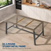 Table de salle à manger industrielle Acekool, table de cuisine rectangulaire pour 4-6 personnes, design rustique en bois et métal