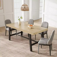 Table de salle à manger industrielle Acekool, table de cuisine rectangulaire pour 4-6 personnes, design rustique en bois et métal