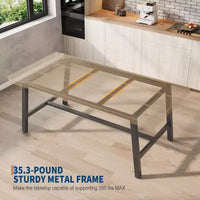 Table de salle à manger industrielle Acekool, table de cuisine rectangulaire pour 4-6 personnes, design rustique en bois et métal