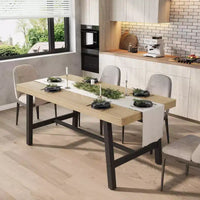 Table de salle à manger industrielle Acekool, table de cuisine rectangulaire pour 4-6 personnes, design rustique en bois et métal