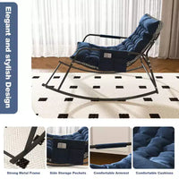 Rocking Chair avec Rangement, Coussins et AccoudoirsFauteuil Ergonomique Toutes Saisons, Confort Respirant pour Chambre, Salon, Patio, Jardin