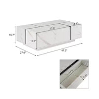 Table basse rectangulaire à plateau coulissant avec 2 tiroirs et 2 espaces de rangement cachés, idéale pour le salon