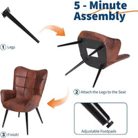 Chaise de salle à manger moderne Acekool, fauteuil d'appoint en similicuir du milieu du siècle avec pieds métalliques et soutien dorsal pour salle à manger, cuisine