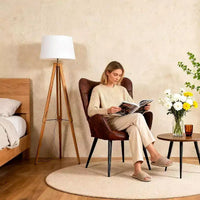 Chaise de salle à manger moderne Acekool, fauteuil d'appoint en similicuir du milieu du siècle avec pieds métalliques et soutien dorsal pour salle à manger, cuisine