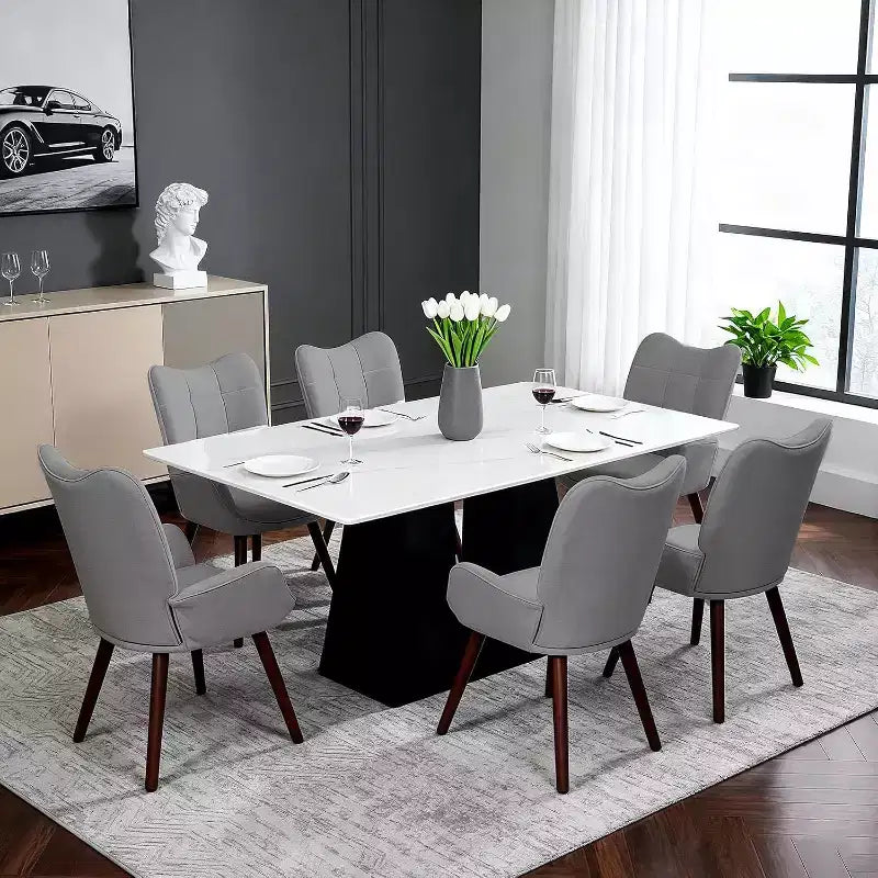 Chaise de salle à manger moderne Acekool, fauteuil d'appoint en similicuir du milieu du siècle avec pieds métalliques et soutien dorsal pour salle à manger, cuisine