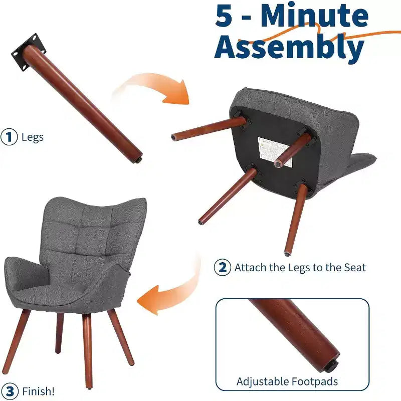 Chaise de salle à manger moderne Acekool, fauteuil d'appoint en similicuir du milieu du siècle avec pieds métalliques et soutien dorsal pour salle à manger, cuisine