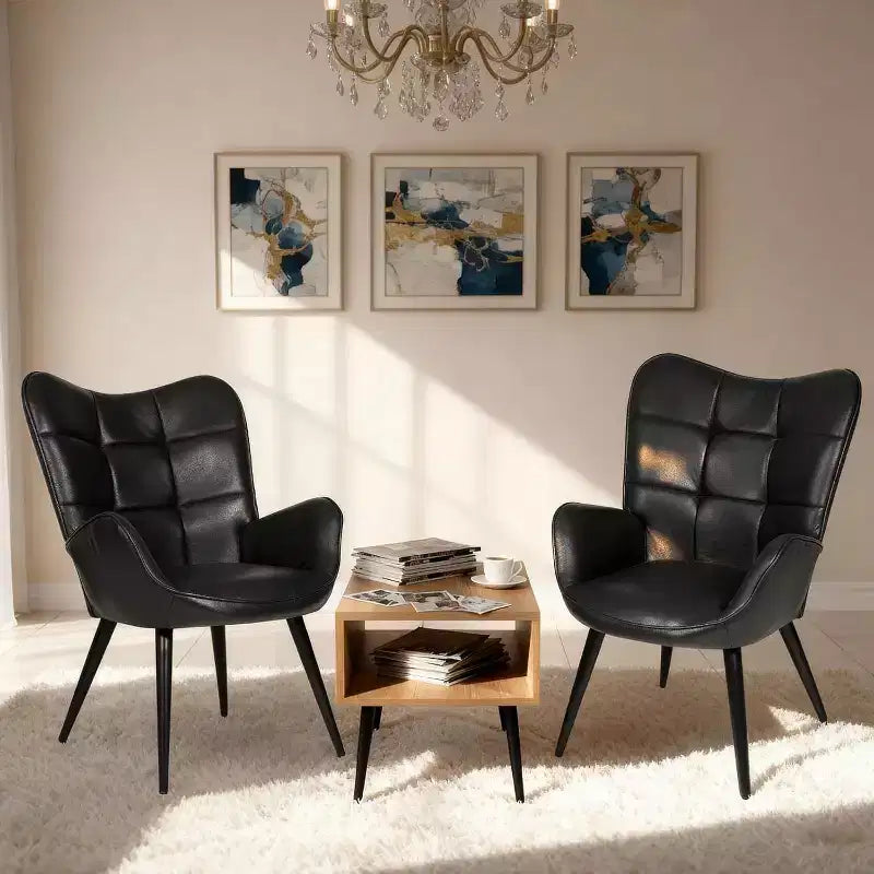 Chaise de salle à manger moderne Acekool, fauteuil d'appoint en similicuir du milieu du siècle avec pieds métalliques et soutien dorsal pour salle à manger, cuisine