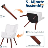 Chaise de salle à manger moderne Acekool, fauteuil d'appoint en similicuir du milieu du siècle avec pieds métalliques et soutien dorsal pour salle à manger, cuisine