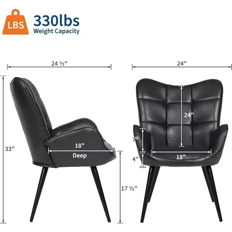 Chaise de salle à manger moderne Acekool, fauteuil d'appoint en similicuir du milieu du siècle avec pieds métalliques et soutien dorsal pour salle à manger, cuisine