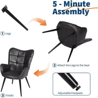 Chaise de salle à manger moderne Acekool, fauteuil d'appoint en similicuir du milieu du siècle avec pieds métalliques et soutien dorsal pour salle à manger, cuisine