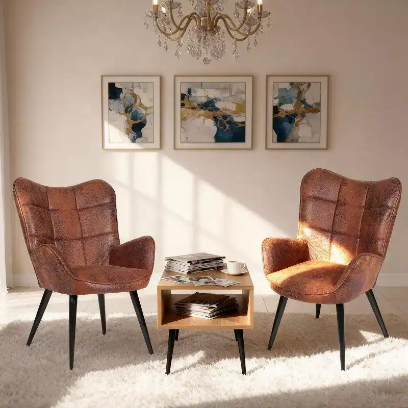 Chaise de salle à manger moderne Acekool, fauteuil d'appoint en similicuir du milieu du siècle avec pieds métalliques et soutien dorsal pour salle à manger, cuisine