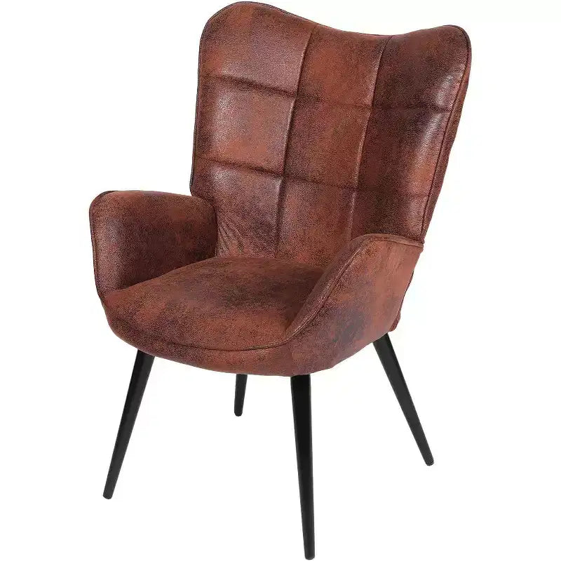 Chaise de salle à manger moderne Acekool, fauteuil d'appoint en similicuir du milieu du siècle avec pieds métalliques et soutien dorsal pour salle à manger, cuisine