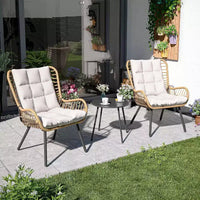 LAUSAINT HOME Ensemble bistro 3 pièces d'extérieur avec table basse et coussins épais