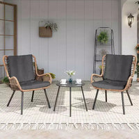 LAUSAINT HOME Ensemble bistro 3 pièces d'extérieur avec table basse et coussins épais