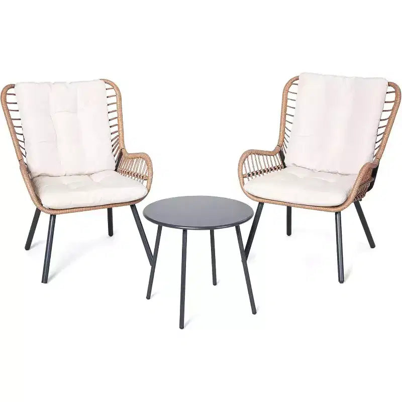LAUSAINT HOME Ensemble bistro 3 pièces d'extérieur avec table basse et coussins épais