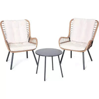 LAUSAINT HOME Ensemble bistro 3 pièces d'extérieur avec table basse et coussins épais
