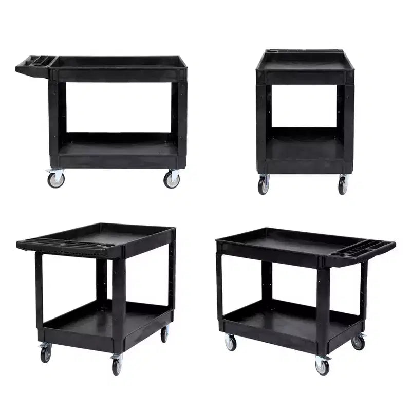 Chariot utilitaire COZONY 45x25 à 2 niveaux avec roues, capacité 550 LB, chariot roulant avec étagères à rebord