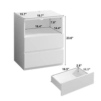 Table d'appoint avec station de recharge USB-C rapide, table d'appoint de canapé à 2 tiroirs avec grand rangement, table de chevet moderne blanche en panneau de particules